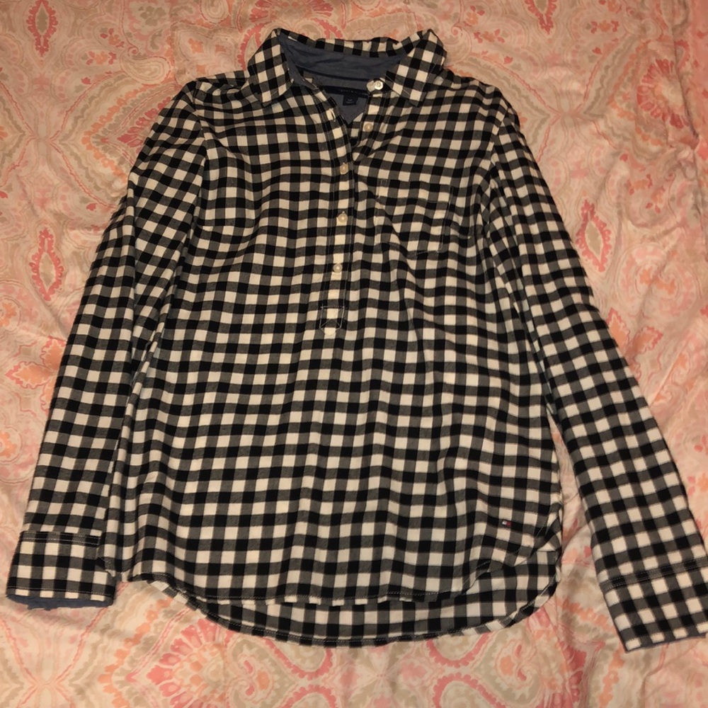 Plaid half button down shirt